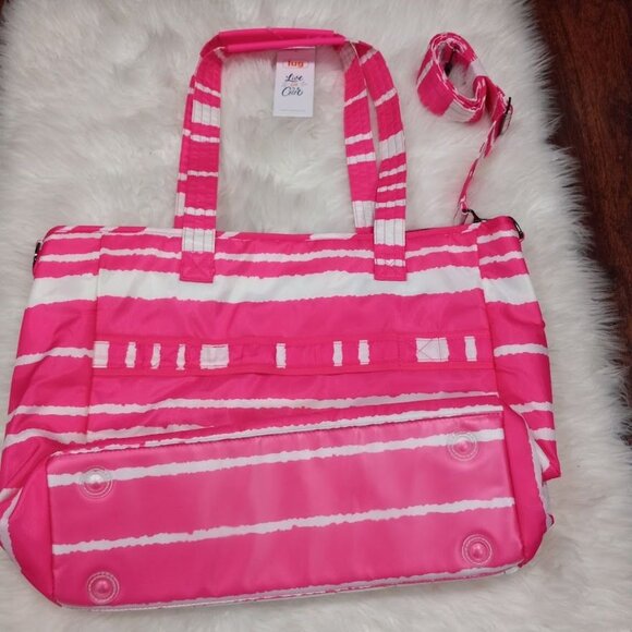 NWT Lug Paddle Tote Bag In Pink/White Stripe - Picture 9 of 14